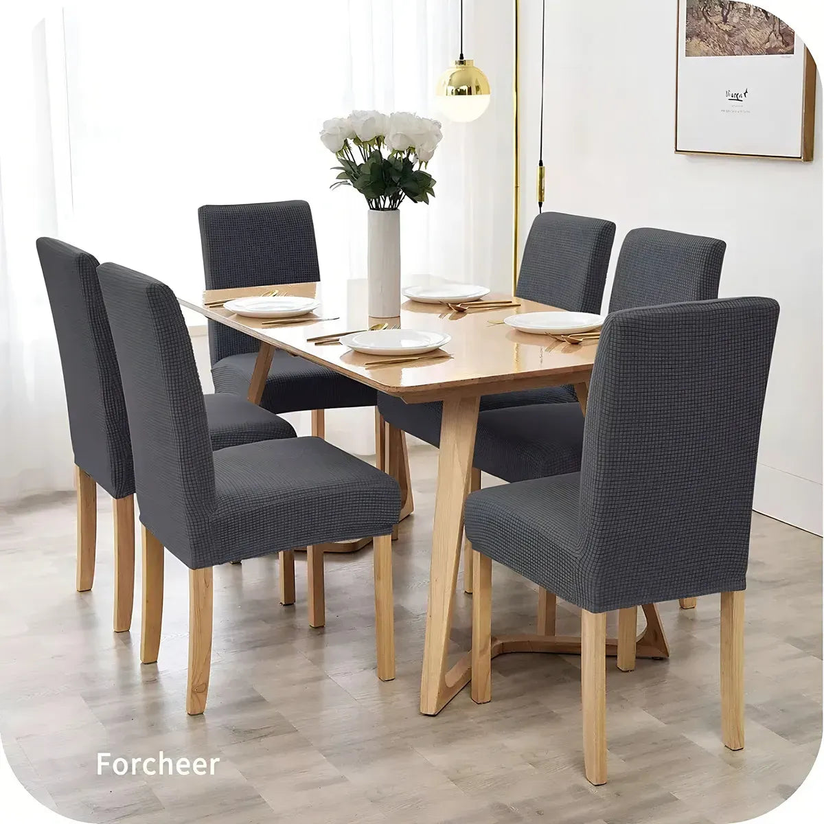 Fundas Elásticas Lisas para Sillas de Comedor – Pack x6 (Color entero)