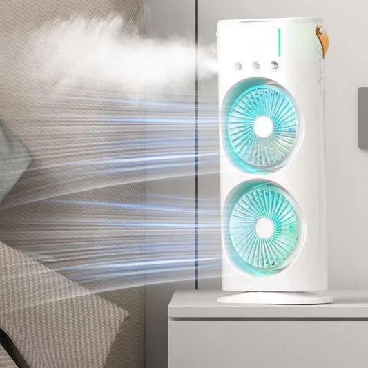 Ventilador Premium Portátil 3 en 1 con Humidificador y Doble Aletas
