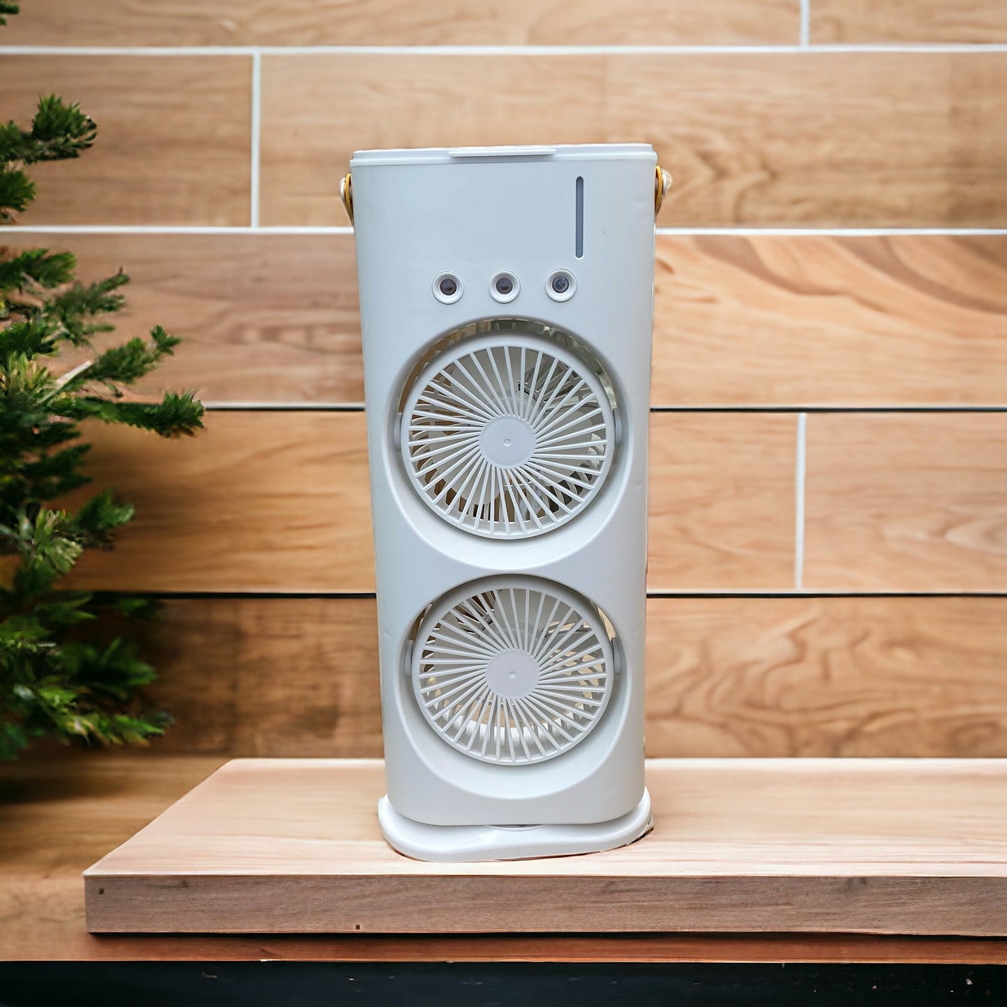 Ventilador Premium Portátil 3 en 1 con Humidificador y Doble Aletas