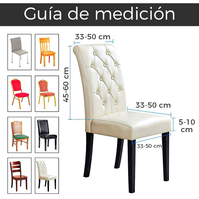Fundas Elásticas Lisas para Sillas de Comedor – Pack x6 (Color entero)