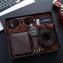 Set de Regalo para Hombre 3 en 1 – Reloj, Gafas y Cinturón con Hebilla Elegante