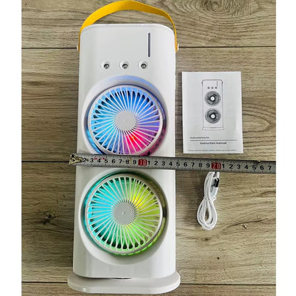 Ventilador Premium Portátil 3 en 1 con Humidificador y Doble Aletas