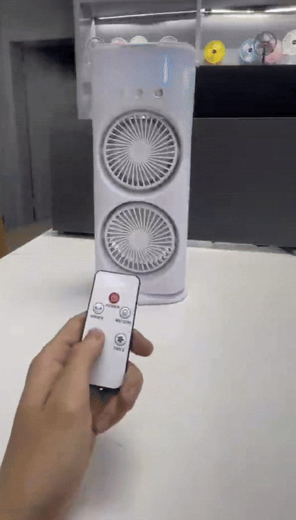 Ventilador Premium Portátil 3 en 1 con Humidificador y Doble Aletas