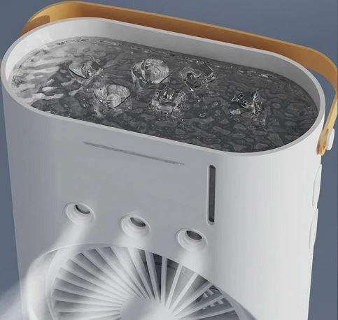 Ventilador Premium Portátil 3 en 1 con Humidificador y Doble Aletas