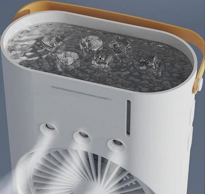 Ventilador Premium Portátil 3 en 1 con Humidificador y Doble Aletas